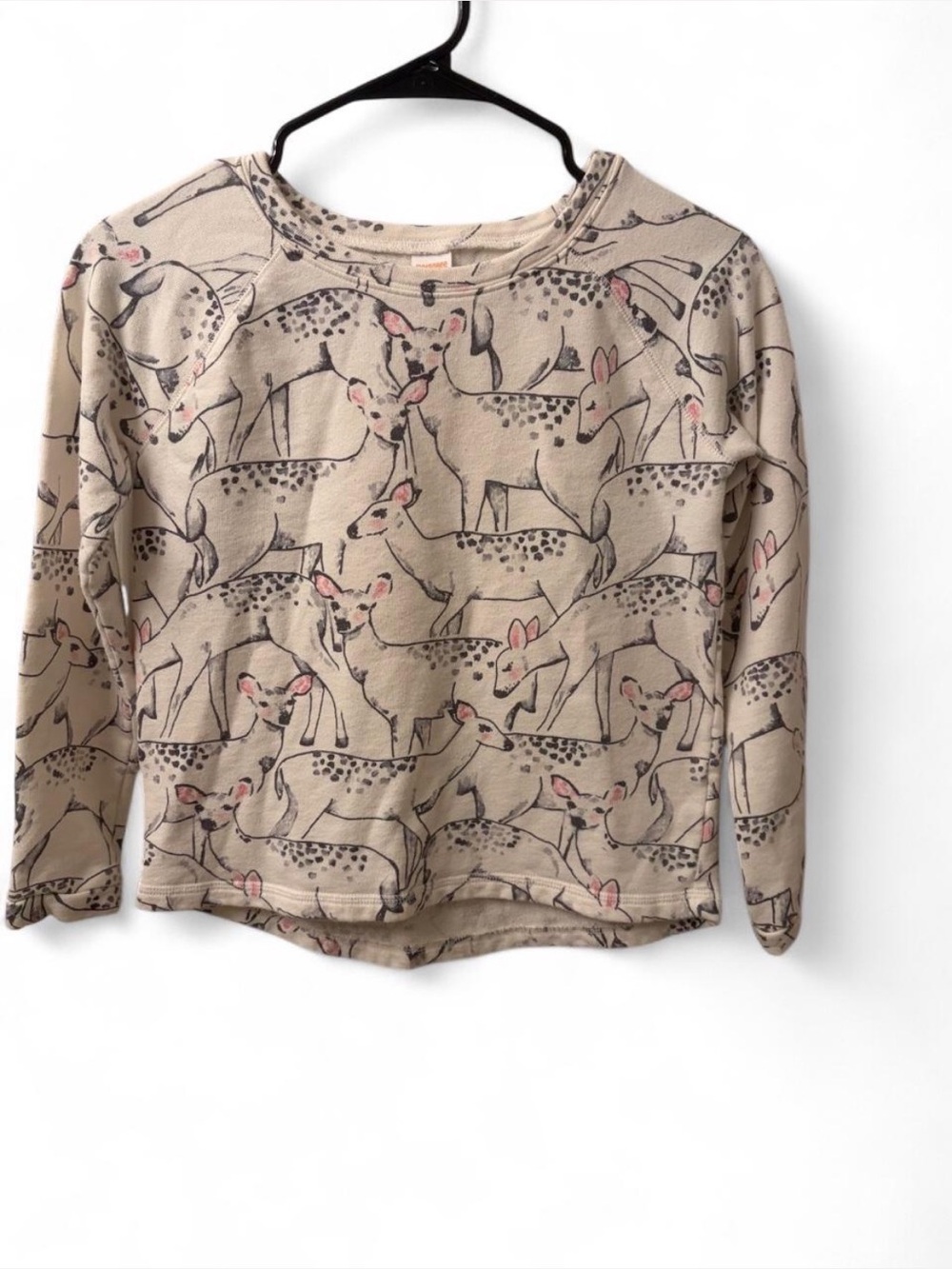 Kids Ivory Deer Print Long-Sleeve Top